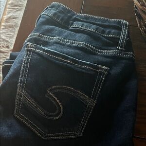 Silver Jeans Women's Skinny Dark Blue Denim with Contrast Stitching